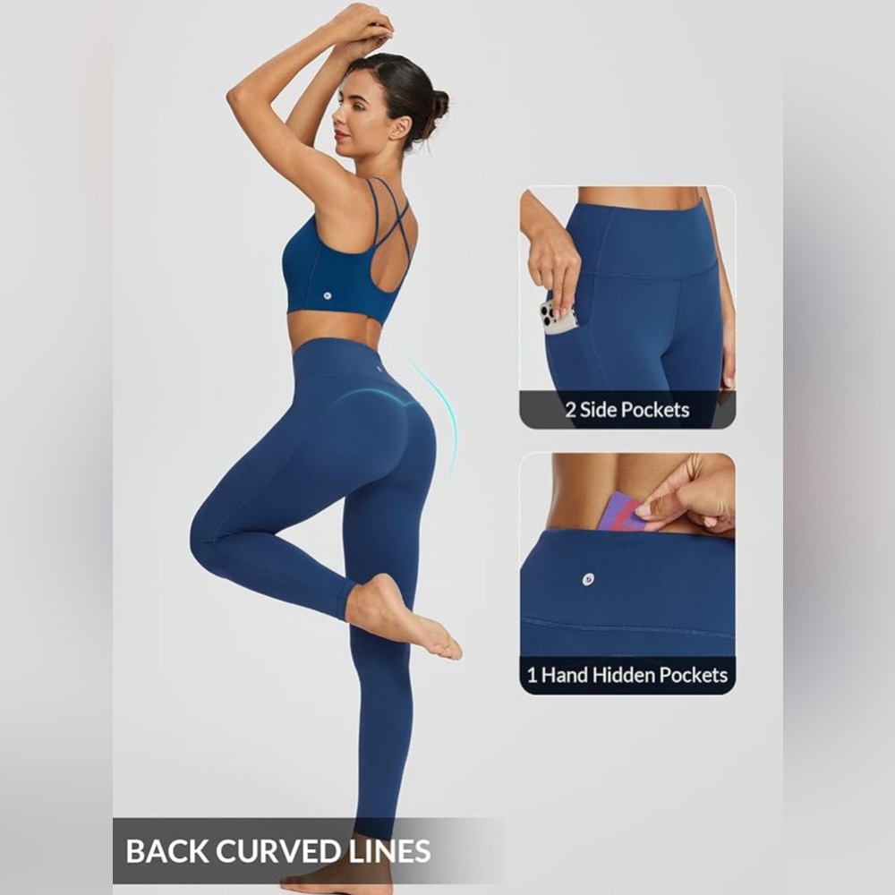 Colorfulkoala Women's Leggings High Waisted XL Ankle Pocket Teal Athleisure Yoga